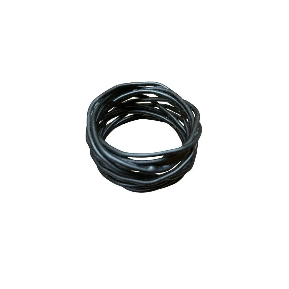 Set Of 4 Black Woven Metal Napkin Rings